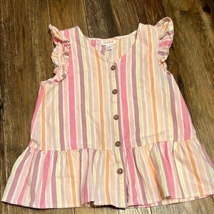Cat & Jack Light Pink Striped Ruffled Blouse